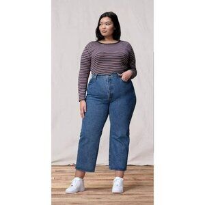 NWT Levi’s Ribcage Straight Ankle Jeans Plus Size 24W Super High Rise Blue Denim